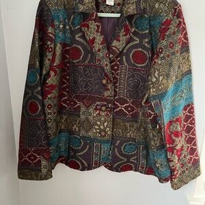 erin london Deep Burgundy & Teal Blue Paisley‎ Jacket
